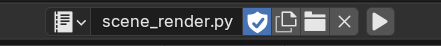 Blender text editor showing play button to activate the plugin